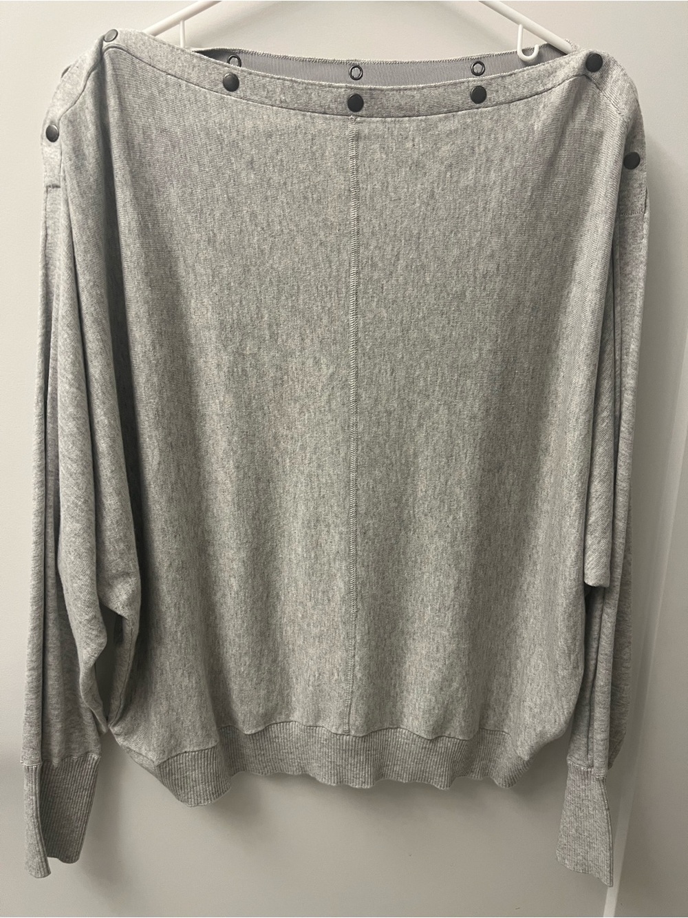 All Saints Elle Snap Detail Light Heather Gray Sweater